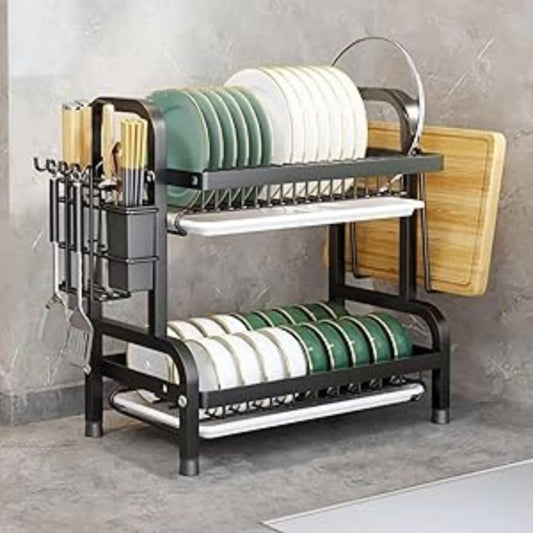 2-Tier Stainless Steel Slim Dish Drying Rack