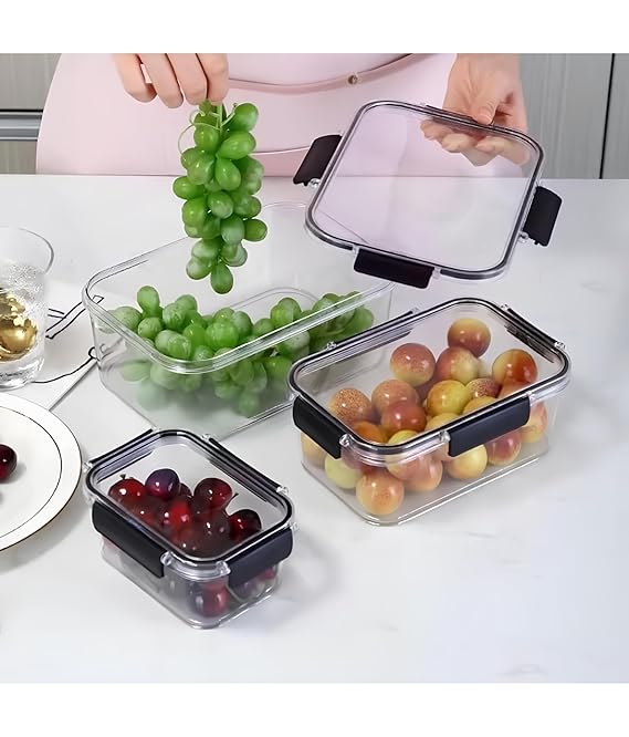 3PCS Acrylic Airtight Storage Containers – Leakproof Kitchen Organizer