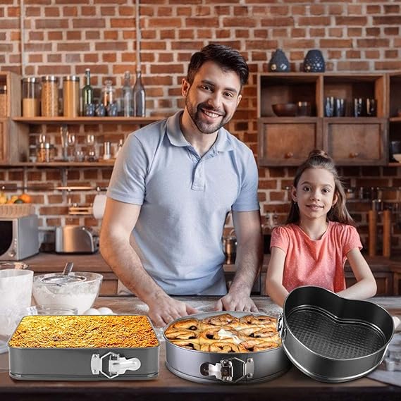 Non-Stick Cake Mould Set – 3 Shapes with Loose Base
