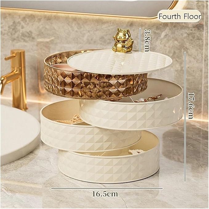 Vintage Rotating Jewelry Organizer Storage Box