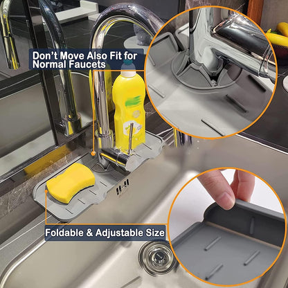 Silicone Kitchen Sink Splash Guard – Faucet Water Splash Catcher Mat