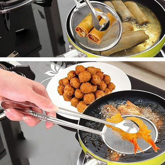 2-in-1 Oil Frying Spoon & Strainer Tongs