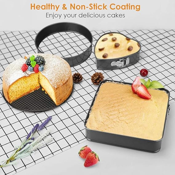 Non-Stick Cake Mould Set – 3 Shapes with Loose Base