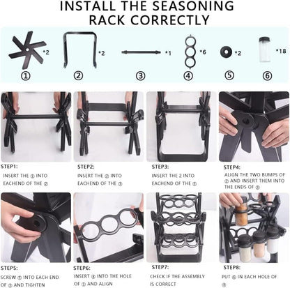 Rotating Spice Rack With 18Pcs Glass Jar