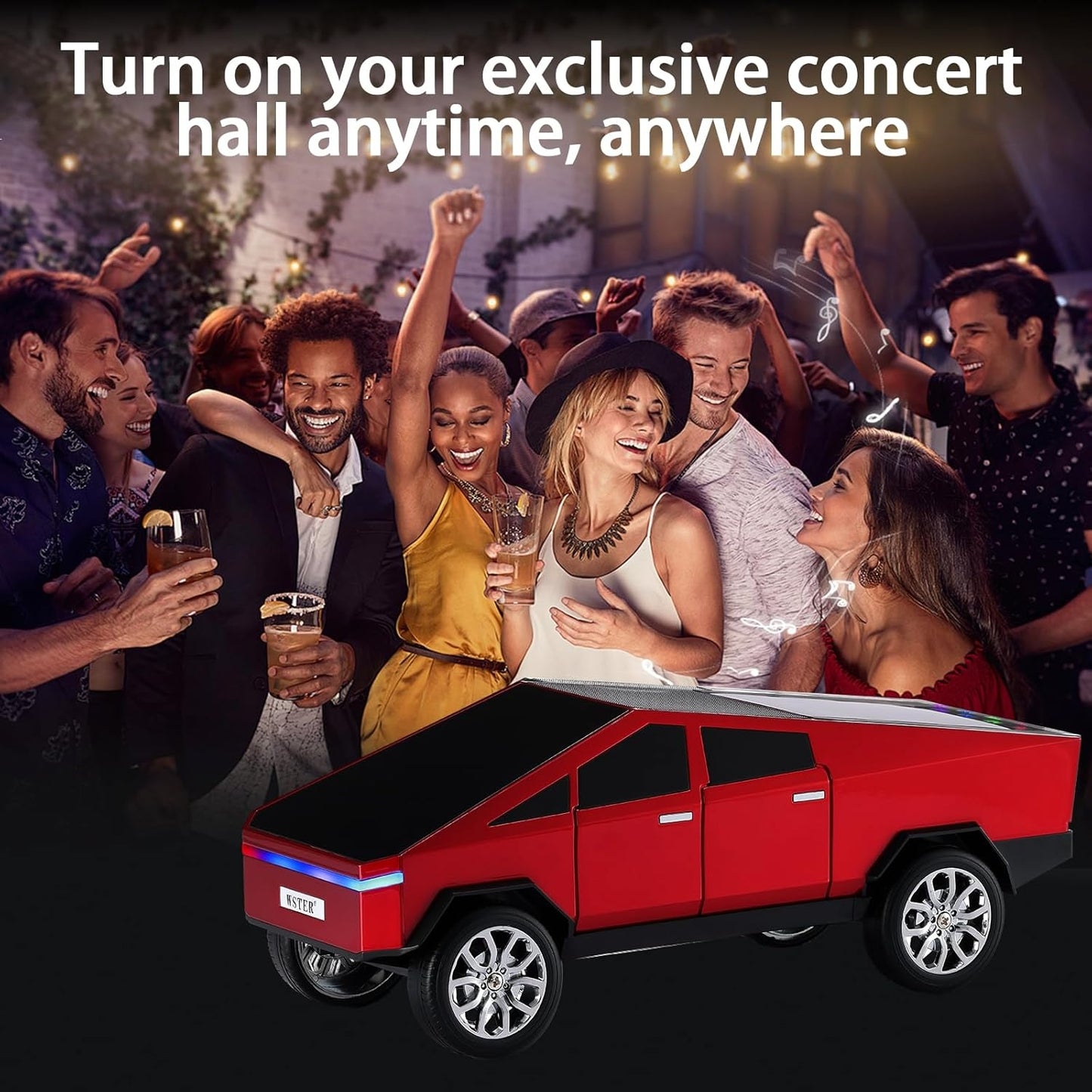 WS-580 Tesla Cyber Truck Bluetooth Pickup Truck Speaker | LED Display, TWS & FM Radio