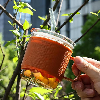 Heat-Resistant Glass Sipper Cup with Handle – Insulated Mini Mug