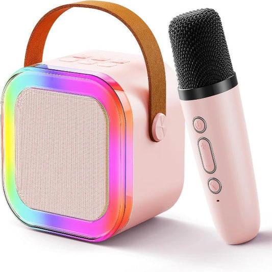 Portable Karaoke Bluetooth Speaker with Wireless Mics Dynamic Lights Gift