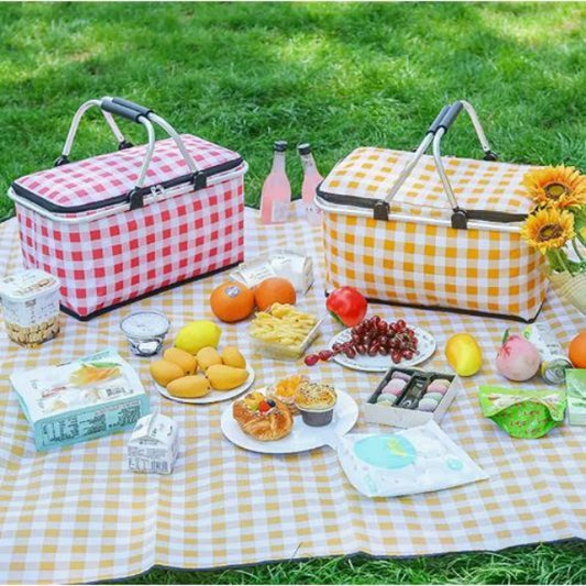 Portable Insulated Folding Picnic Basket Grocery Bag