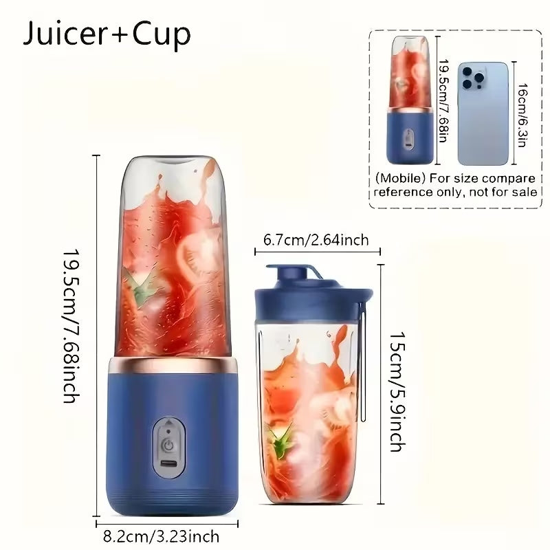 6-Blade Portable Electric Juicer Blender | USB Rechargeable Smoothie Blender Cup – Runstore.pk