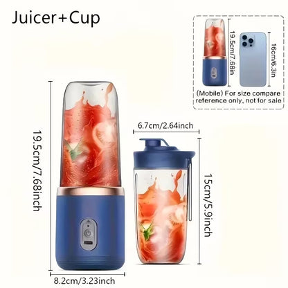 6-Blade Portable Electric Juicer Blender | USB Rechargeable Smoothie Blender Cup – Runstore.pk