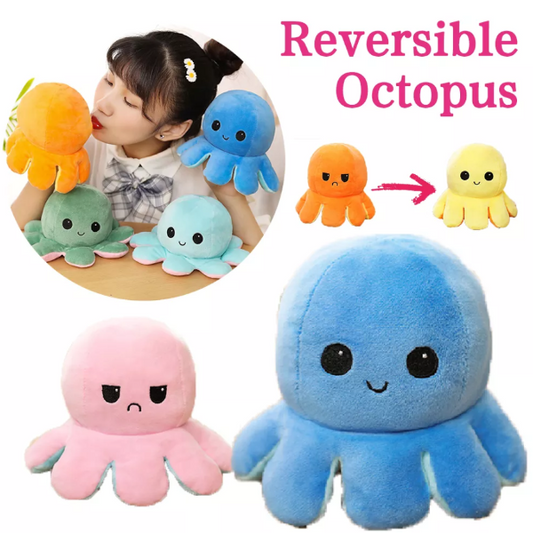 Creative Reversible Octopus Plush Toy Soft Stuffed Animal Gift - 1Pc
