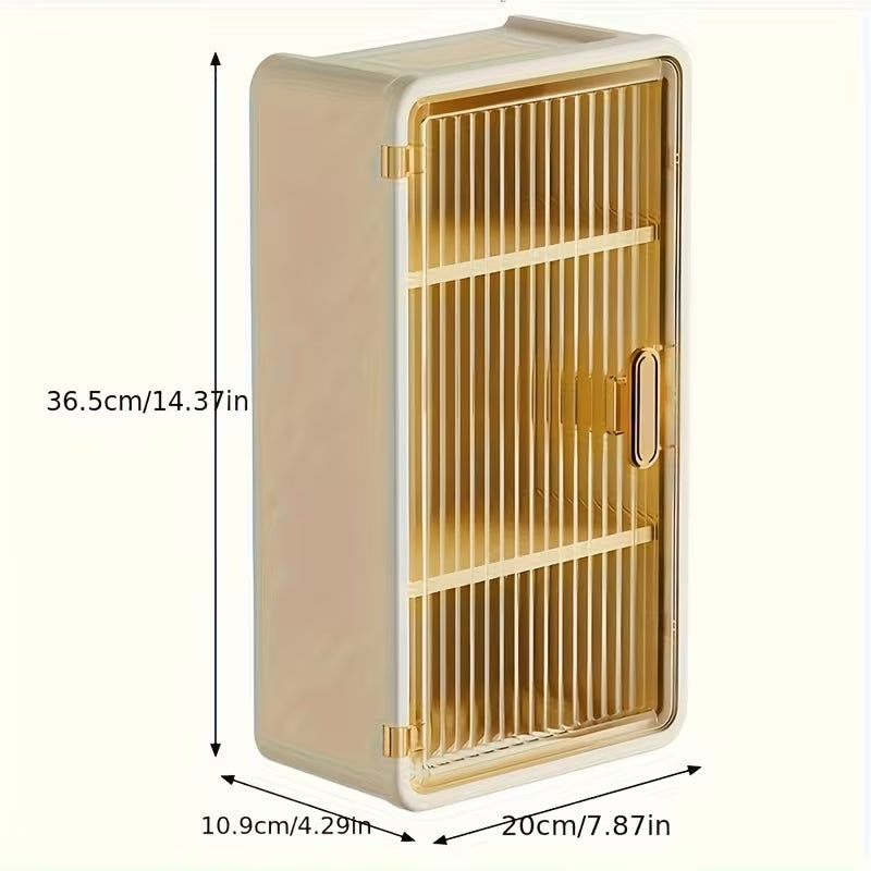 Wall Mounted Bathroom Storage Cabinet with Tissue Holder – Waterproof Single Door Organizer Box