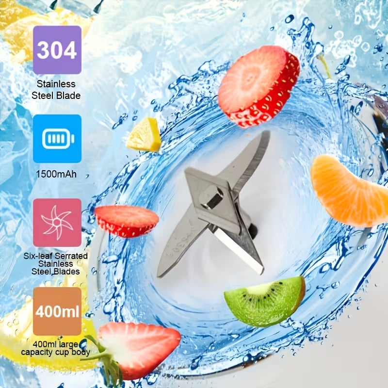 6-Blade Portable Electric Juicer Blender | USB Rechargeable Smoothie Blender Cup – Runstore.pk