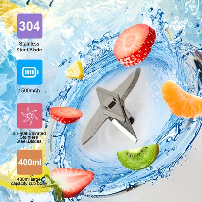 6-Blade Portable Electric Juicer Blender | USB Rechargeable Smoothie Blender Cup – Runstore.pk
