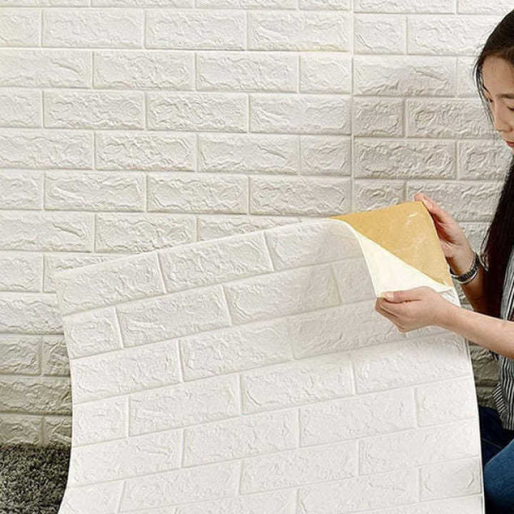 3D Self-Adhesive Tile Brick Wallpaper Waterproof PE Foam Panel 70x77cm