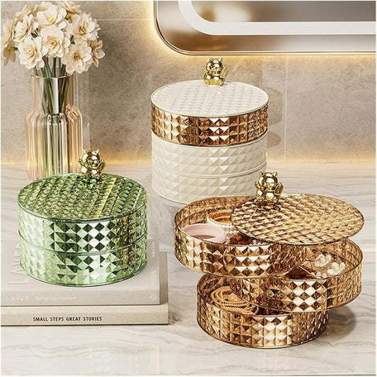 Vintage Rotating Jewelry Organizer Storage Box