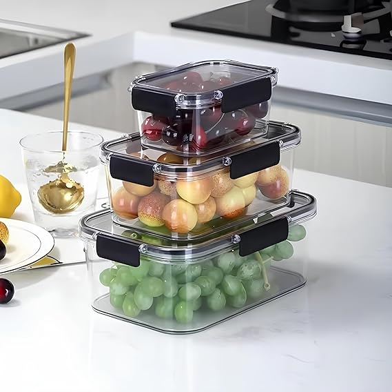 3PCS Acrylic Airtight Storage Containers – Leakproof Kitchen Organizer