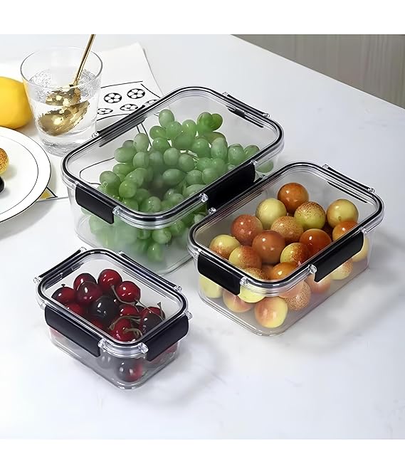 3PCS Acrylic Airtight Storage Containers – Leakproof Kitchen Organizer