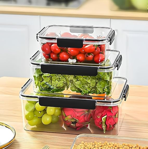 3PCS Acrylic Airtight Storage Containers – Leakproof Kitchen Organizer