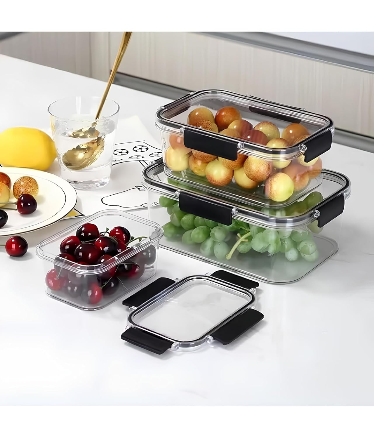 3PCS Acrylic Airtight Storage Containers – Leakproof Kitchen Organizer