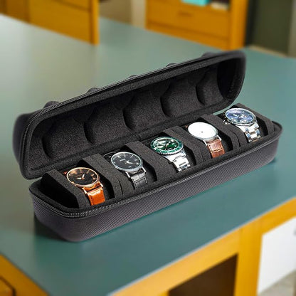 5-Slot Watch Travel Case – Unisex Storage Box with Handle
