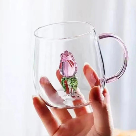 3D Transparent Glass Mug for Drinks