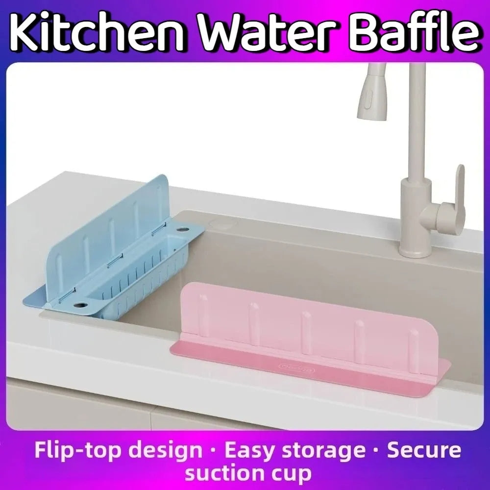2 in 1 Sink Splash Guard with Tray – Kitchen Water Splash Protector & Storage Holder