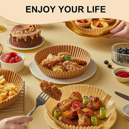 50 Pcs Disposable Air Fryer Liners | Non-Stick Oil Paper Pots for Easy Cleaning & Healthy Cooking