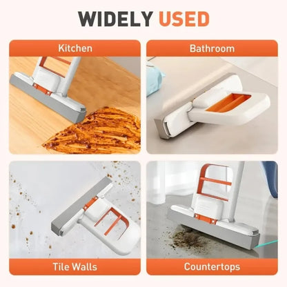 One-Hand Press Mini Foldable Desktop Mop | Self‑Wringing Portable Sponge Mop for Kitchen & Bathroom