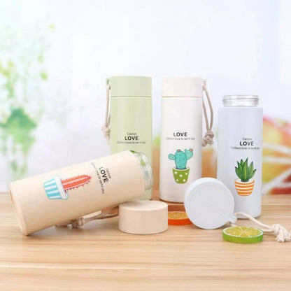 Cactus Glass Water Bottle – Food-Grade Insulated Leakproof Bottle