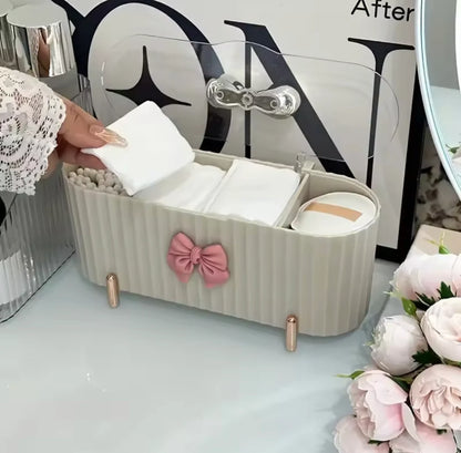 Cute Bow Knot 3 Grid Makeup Organizer Box