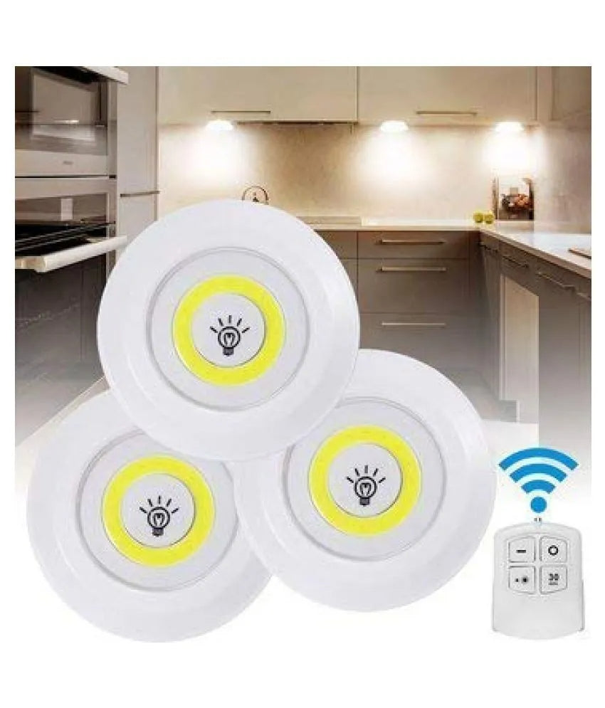 Wireless Pack of 3 LED Under Cabinet Lights | Touch + Remote Control | Bright Night Lamp for Kitchen & Wardrobe – Runstore.pk