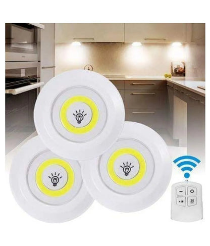 Wireless Pack of 3 LED Under Cabinet Lights | Touch + Remote Control | Bright Night Lamp for Kitchen & Wardrobe – Runstore.pk