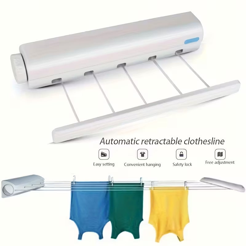 4-Line Retractable Clothesline | Wall Mounted Indoor & Outdoor Laundry Dryer – Runstore.pk