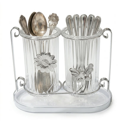Acrylic & Metal Cutlery Holder Stand – Kitchen Utensil Organizer