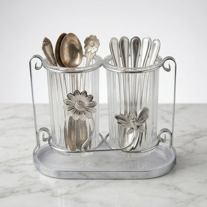 Acrylic & Metal Cutlery Holder Stand – Kitchen Utensil Organizer