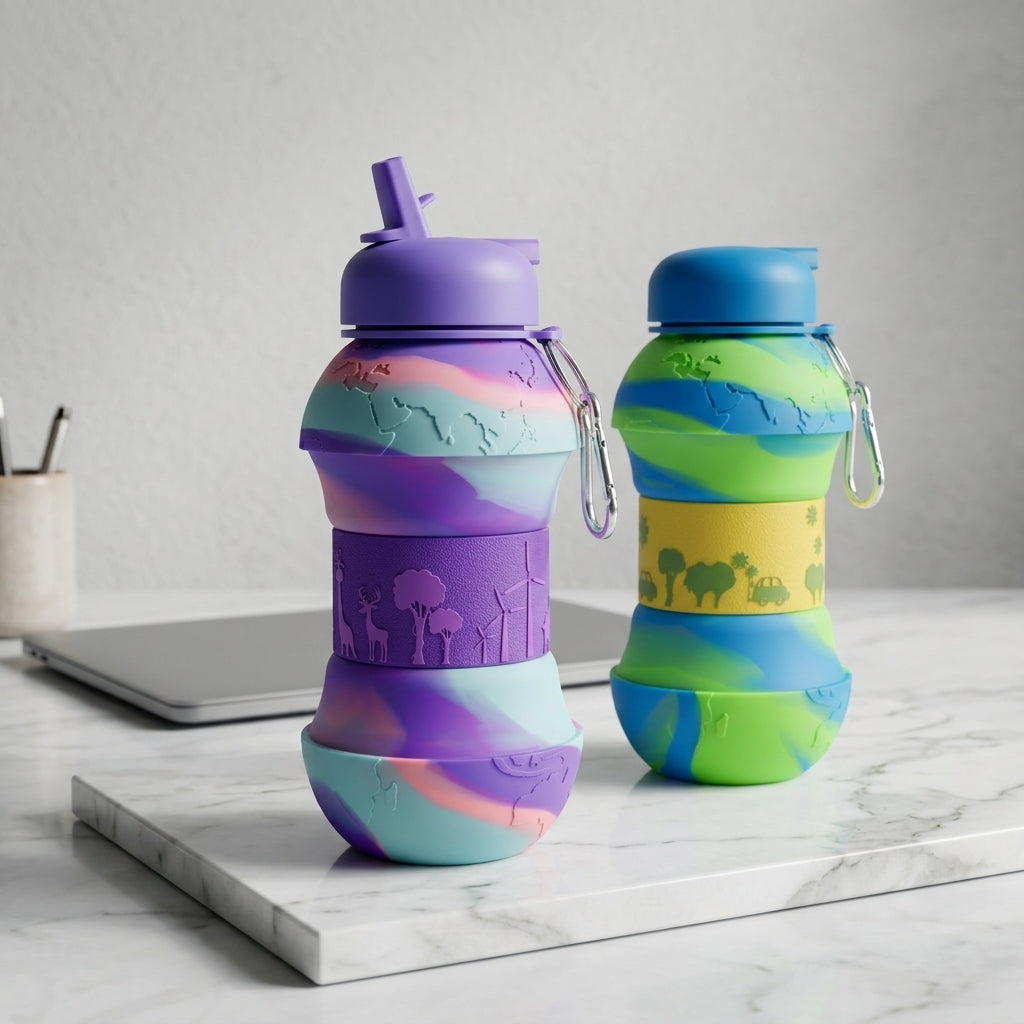 550ml Silicone Foldable Water Bottle – Leakproof Portable Travel Flask