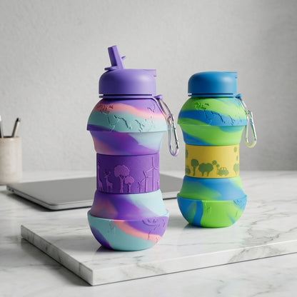 550ml Silicone Foldable Water Bottle – Leakproof Portable Travel Flask