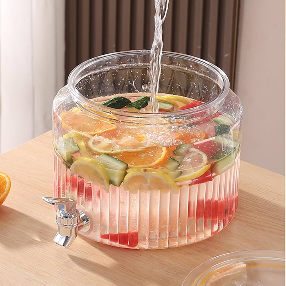 Round Acrylic Juice Beverage Dispenser for Fridge