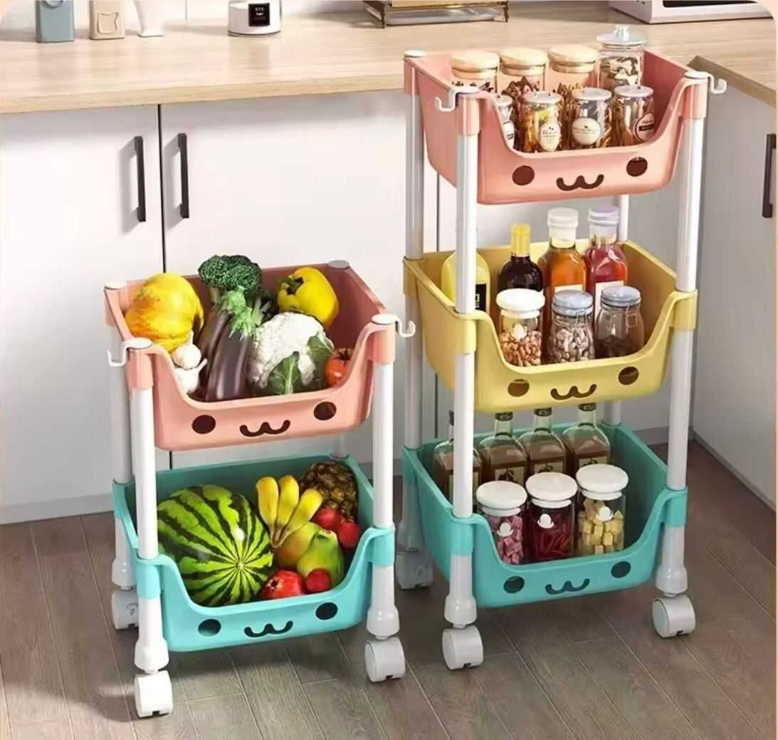 3-Tier Kids Toy Storage Trolley | Moveable 3 Layer Organizer for Toys & Books – Runstore.pk