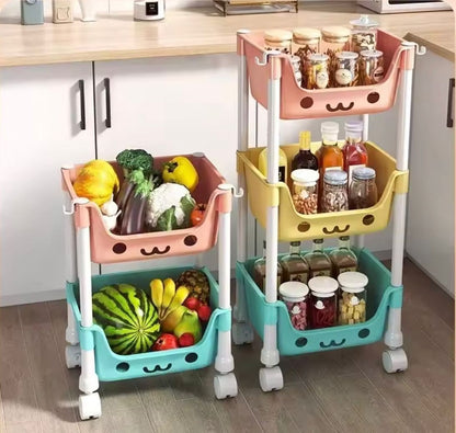 3-Tier Kids Toy Storage Trolley | Moveable 3 Layer Organizer for Toys & Books – Runstore.pk