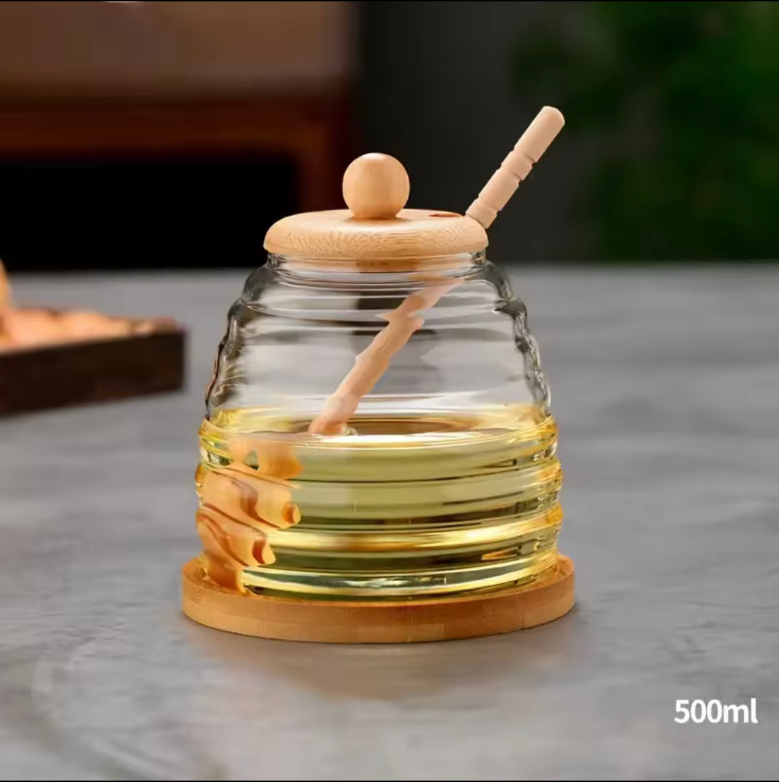 Glass Honey Jar with Wooden Lid