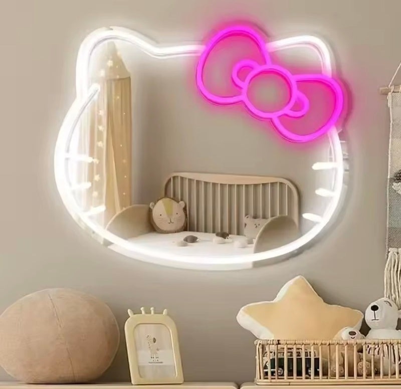 Cute Hello Kitty desktop makeup mirror with bow design