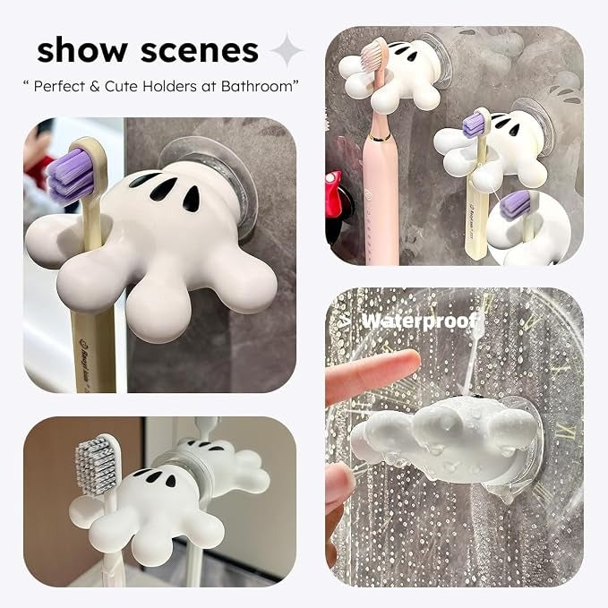Cute palm toothbrush holder with suction cup wall mount