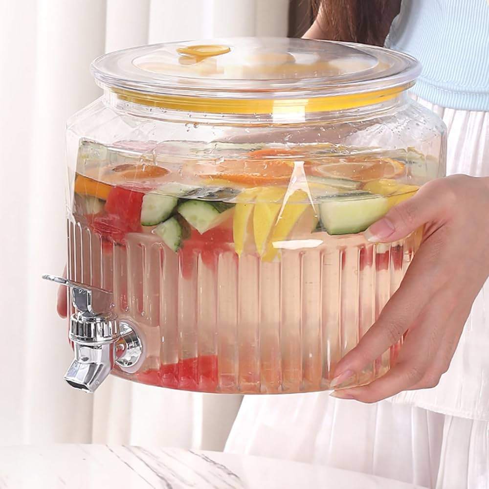 Round Acrylic Juice Beverage Dispenser for Fridge