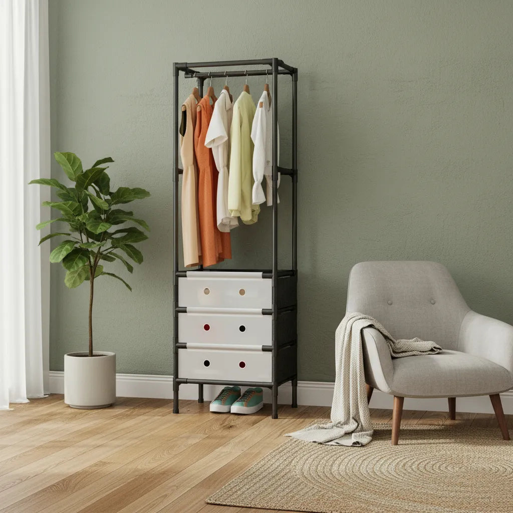 Modern 4-Tier Coat Rack with Shoe Rack – Multifunctional Clothes & Key Holder Stand