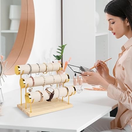 Elegant gold accent jewelry organizer for bracelets and bangles