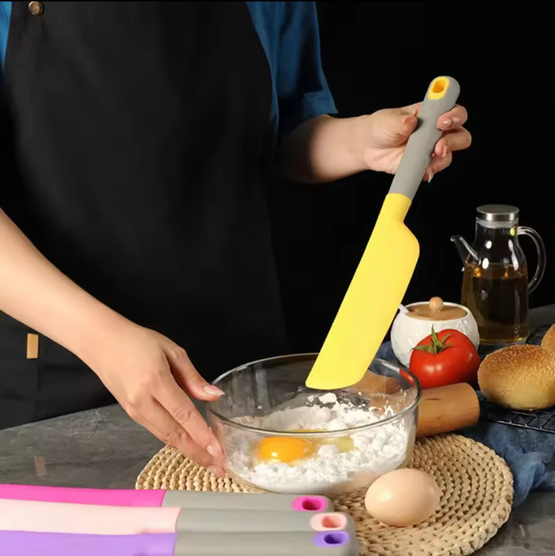 Heat Resistant Silicone Baking Spatula – Non Stick Mixing Scraper