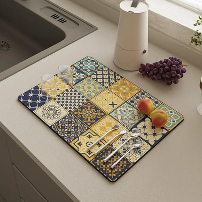 Printed Waterproof Kitchen Countertop Drying Mat
