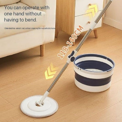 Foldable spin mop bucket floor cleaning set